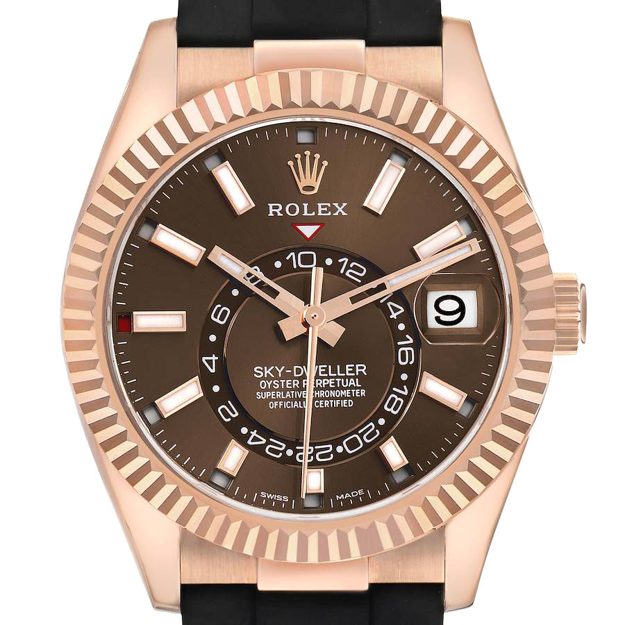 Rolex Sky-Dweller 42mm Rose Gold Chocolate Brown Dial Mens Watch 326235 - Image 3