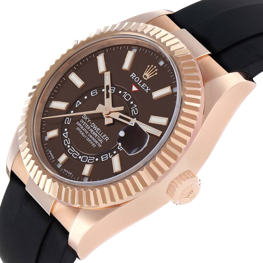 Rolex Sky-Dweller 42mm Rose Gold Chocolate Brown Dial Mens Watch 326235 - Image 5