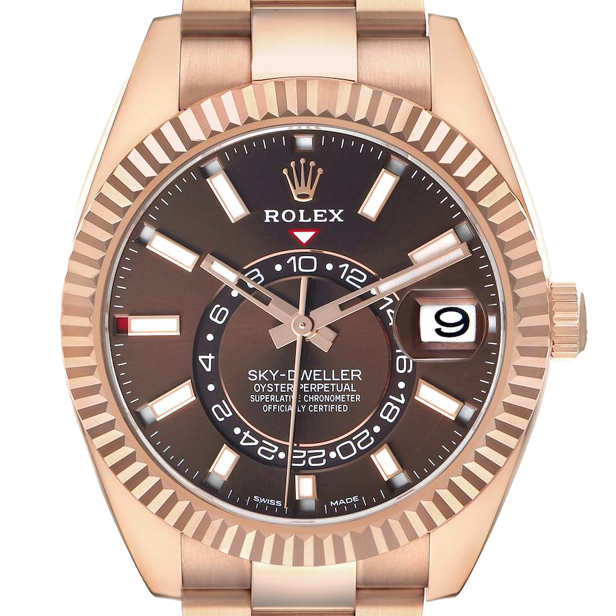 Rolex Sky-Dweller 42mm Rose Gold Chocolate Brown Dial Mens Watch 326935 - Image 3