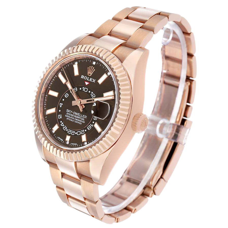Rolex Sky-Dweller 42mm Rose Gold Chocolate Brown Dial Mens Watch 326935 - Image 2