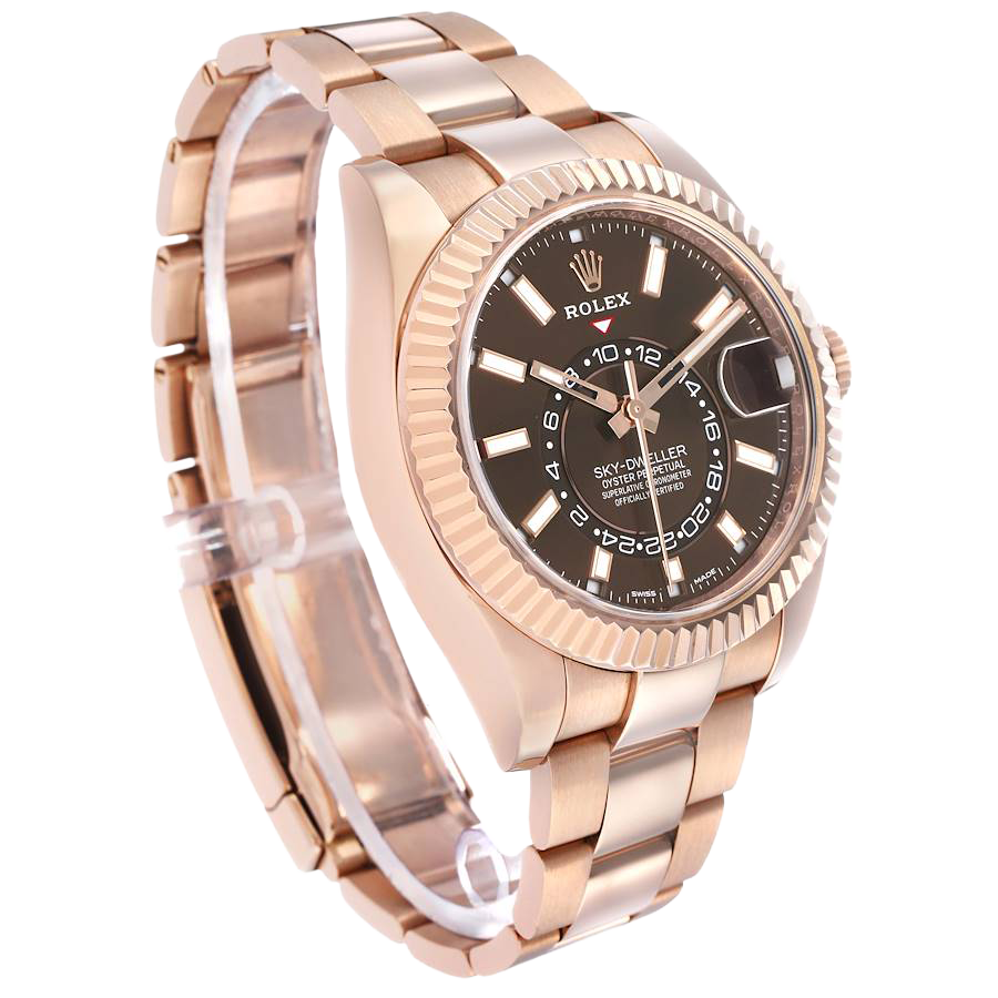 Rolex Sky-Dweller 42mm Rose Gold Chocolate Brown Dial Mens Watch 326935 - Image 4