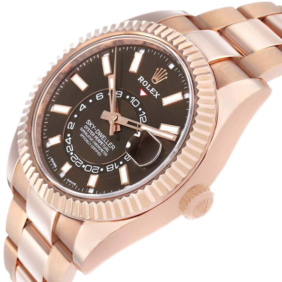 Rolex Sky-Dweller 42mm Rose Gold Chocolate Brown Dial Mens Watch 326935 - Image 5