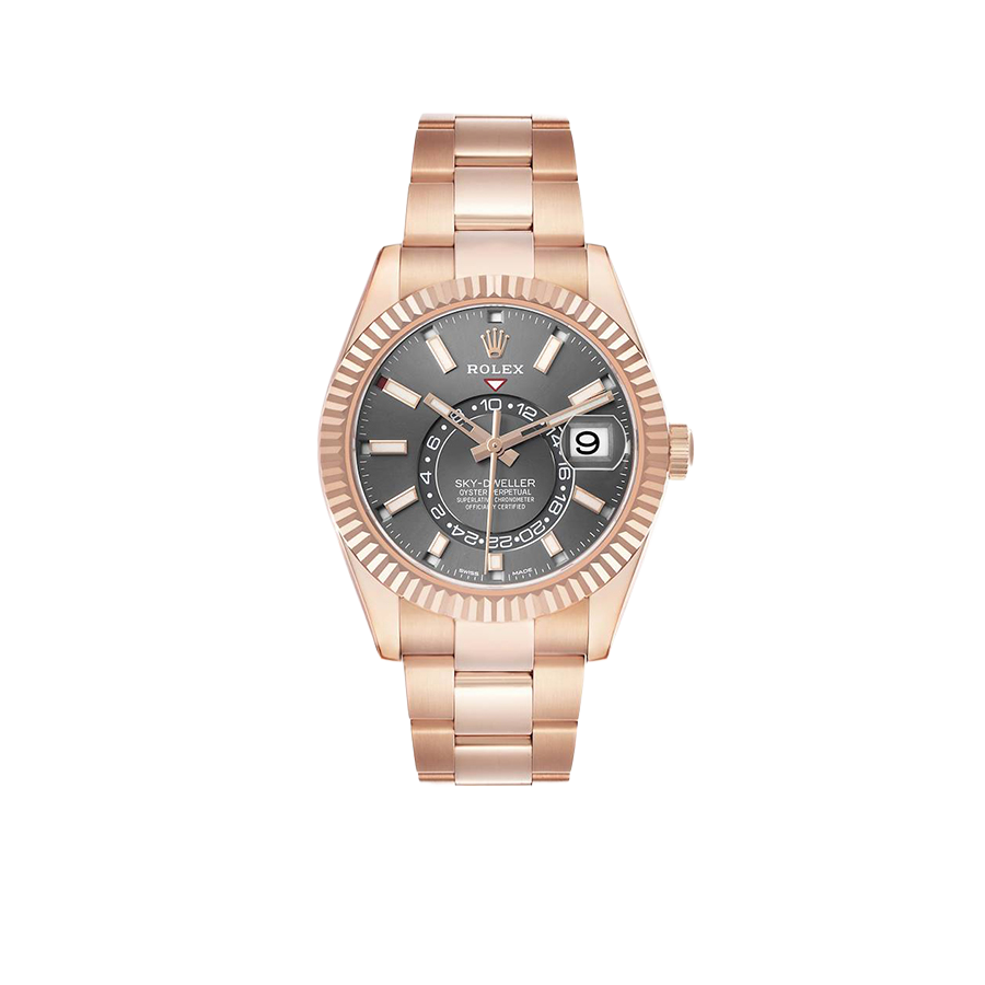 Rolex Sky-Dweller 42mm Rose Gold Slate Dial Mens Watch 326935