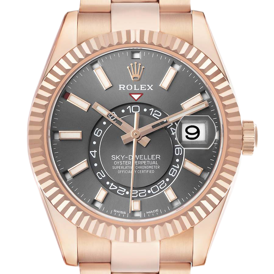 Rolex Sky-Dweller 42mm Rose Gold Slate Dial Mens Watch 326935 - Image 3