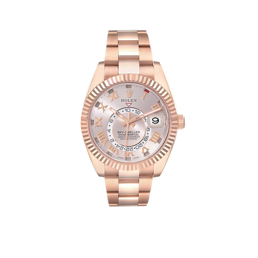 Rolex Sky-Dweller 42mm Rose Gold Sundust Dial Mens Watch 326935