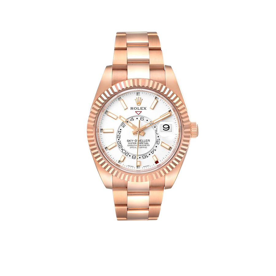 Rolex Sky-Dweller 42mm Rose Gold White Dial Mens Watch 326935
