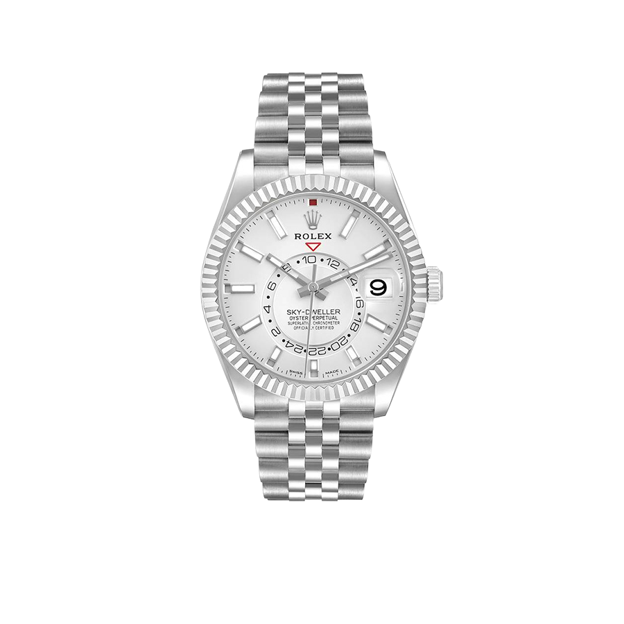 Rolex Sky-Dweller 42mm Silver Dial Steel White Gold Mens Watch 326934