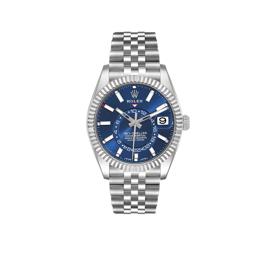 Rolex Sky-Dweller 42mm Steel White Gold Blue Dial Mens Watch 326934
