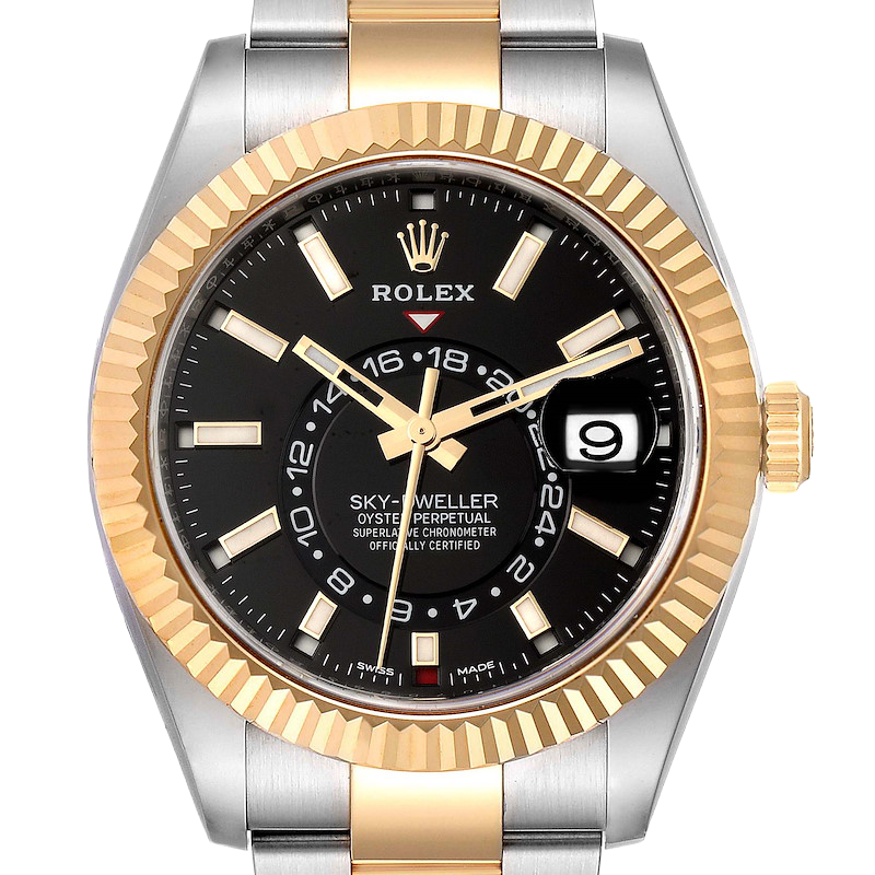 Rolex Sky Dweller 42mm Yellow Gold Steel Black Dial Mens Watch 326933 - Image 3