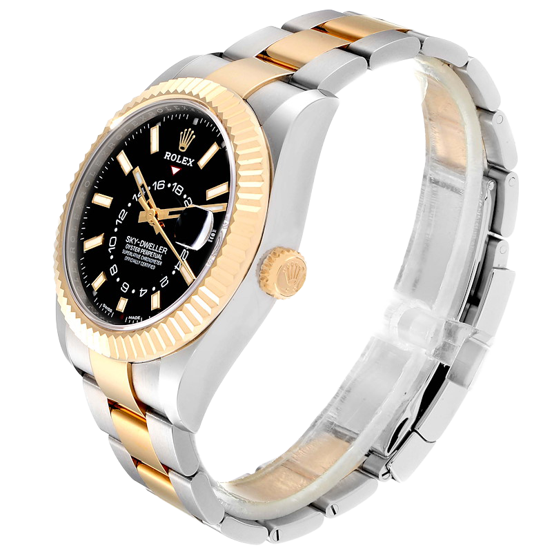 Rolex Sky Dweller 42mm Yellow Gold Steel Black Dial Mens Watch 326933 - Image 2