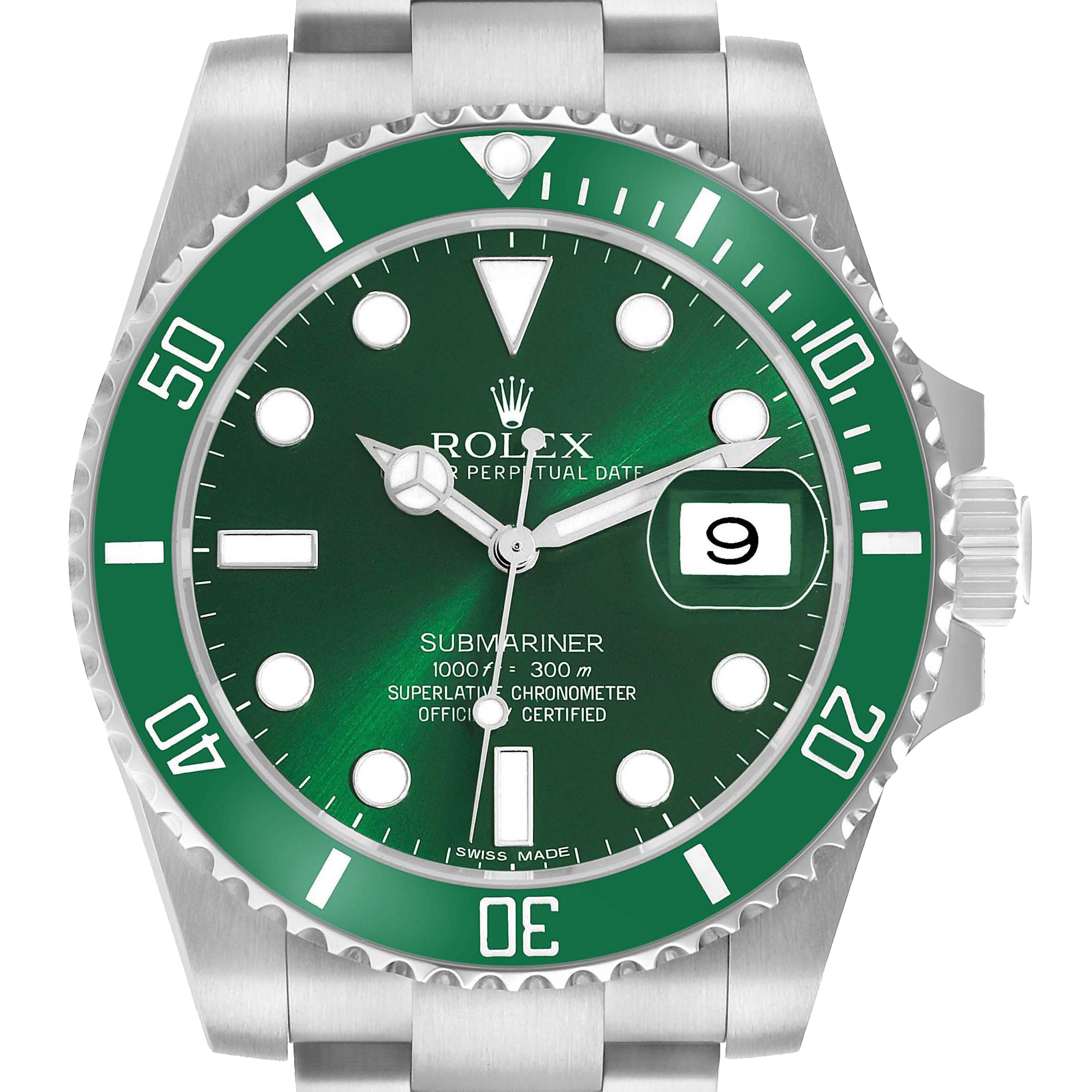 Rolex Submariner 40mm Hulk Steel Green Dial Bezel Mens Watch 116610LV - Image 3