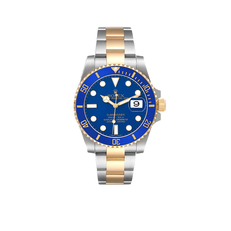 Rolex Submariner 40mm Steel Yellow Gold Blue Dial Bezel Mens Watch 116613