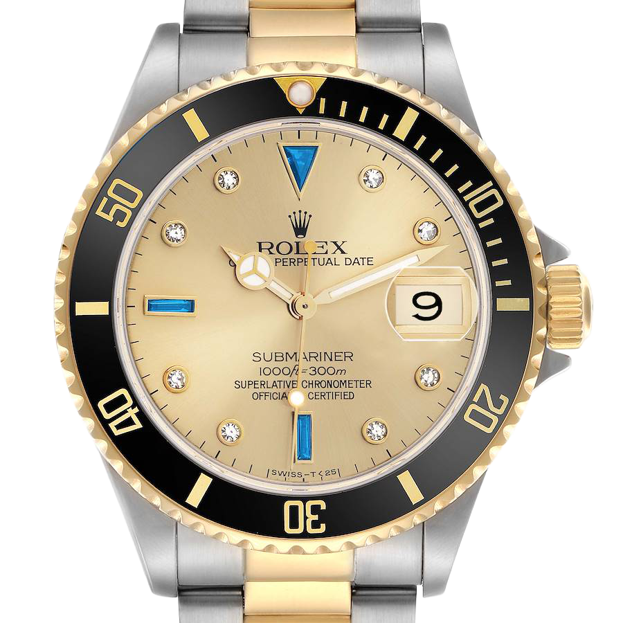Rolex Submariner Steel Yellow Gold 40mmDiamond Serti Mens Watch 16613 - Image 3