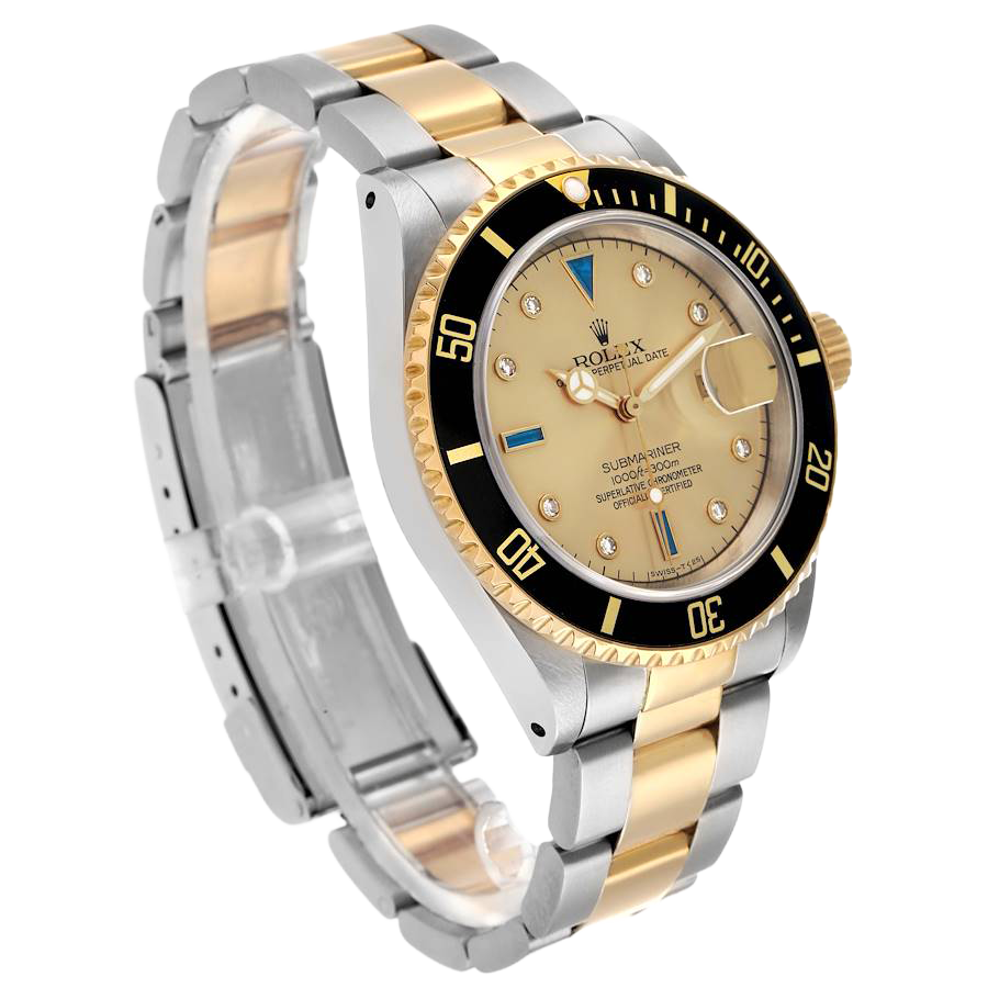 Rolex Submariner Steel Yellow Gold 40mmDiamond Serti Mens Watch 16613 - Image 4