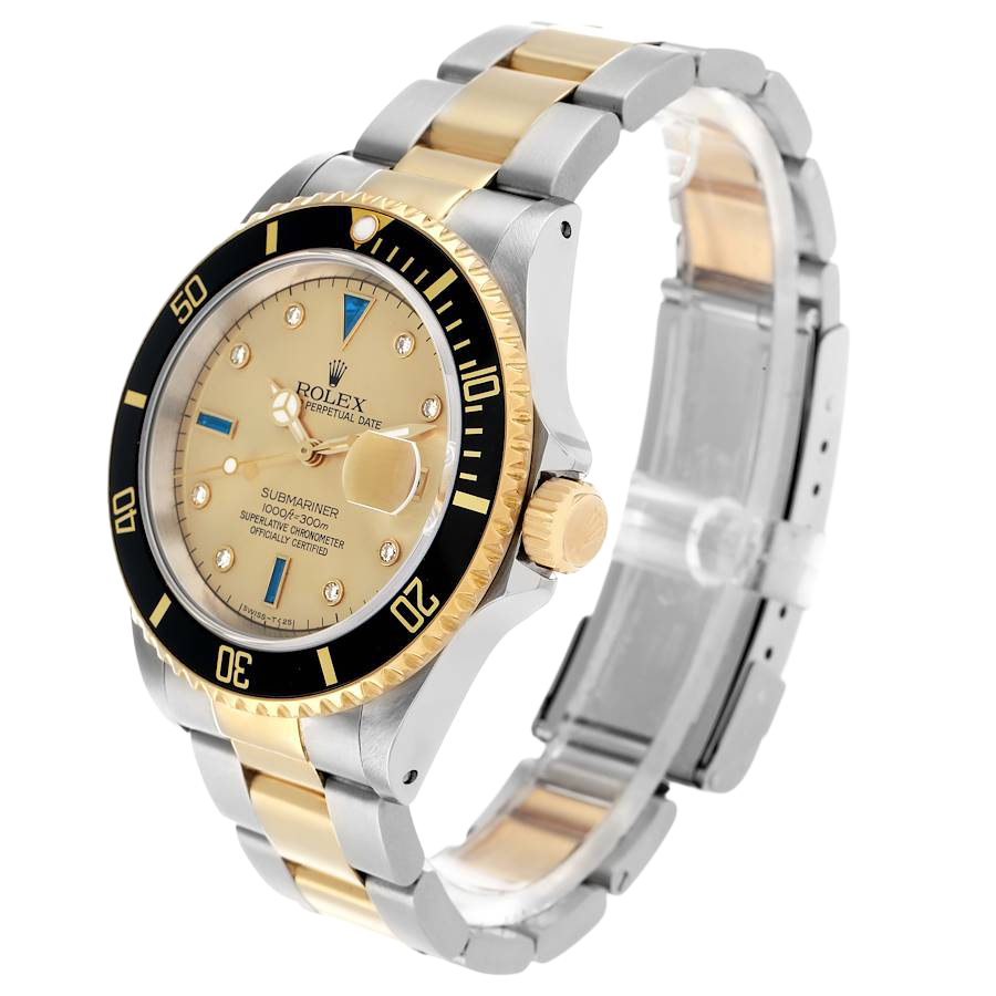 Rolex Submariner Steel Yellow Gold 40mmDiamond Serti Mens Watch 16613 - Image 2