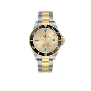 Rolex Submariner Steel Yellow Gold 40mmDiamond Serti Mens Watch 16613