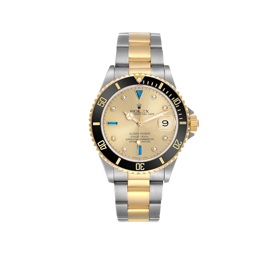 Rolex Submariner Steel Yellow Gold 40mmDiamond Serti Mens Watch 16613