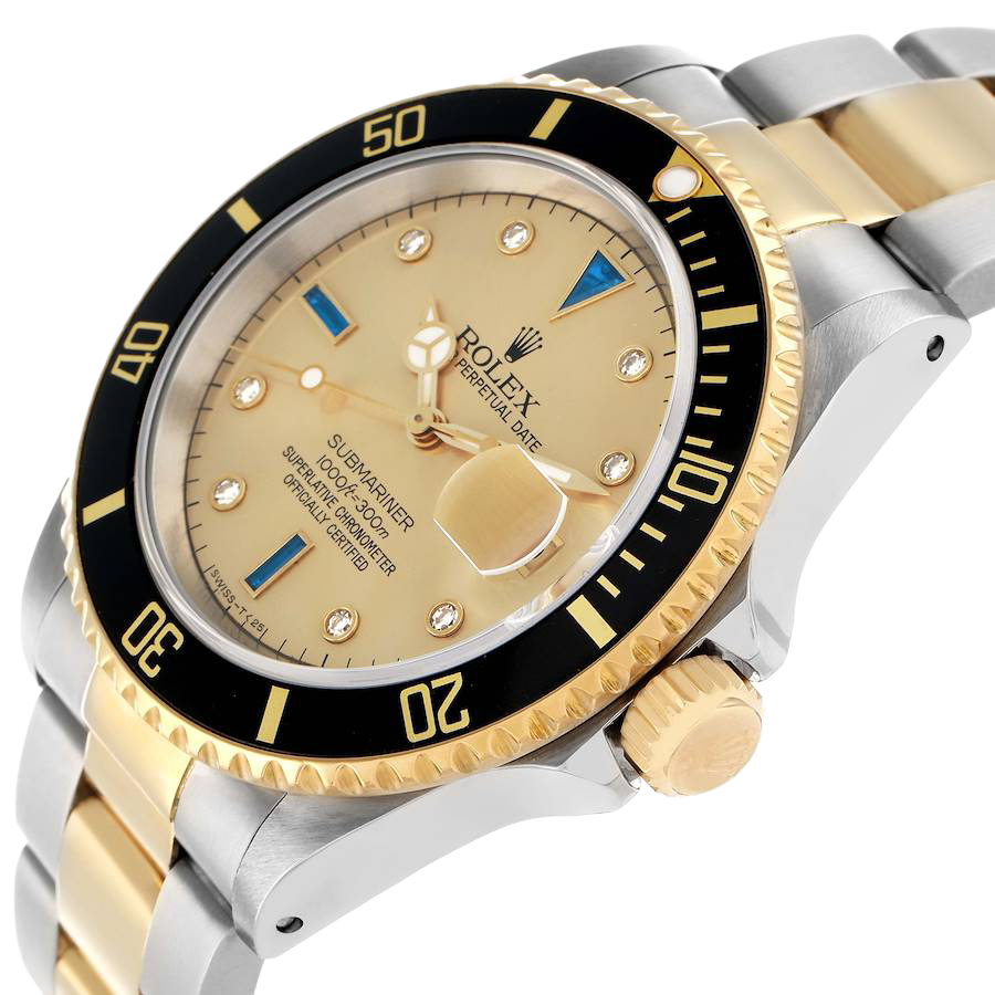Rolex Submariner Steel Yellow Gold 40mmDiamond Serti Mens Watch 16613 - Image 5