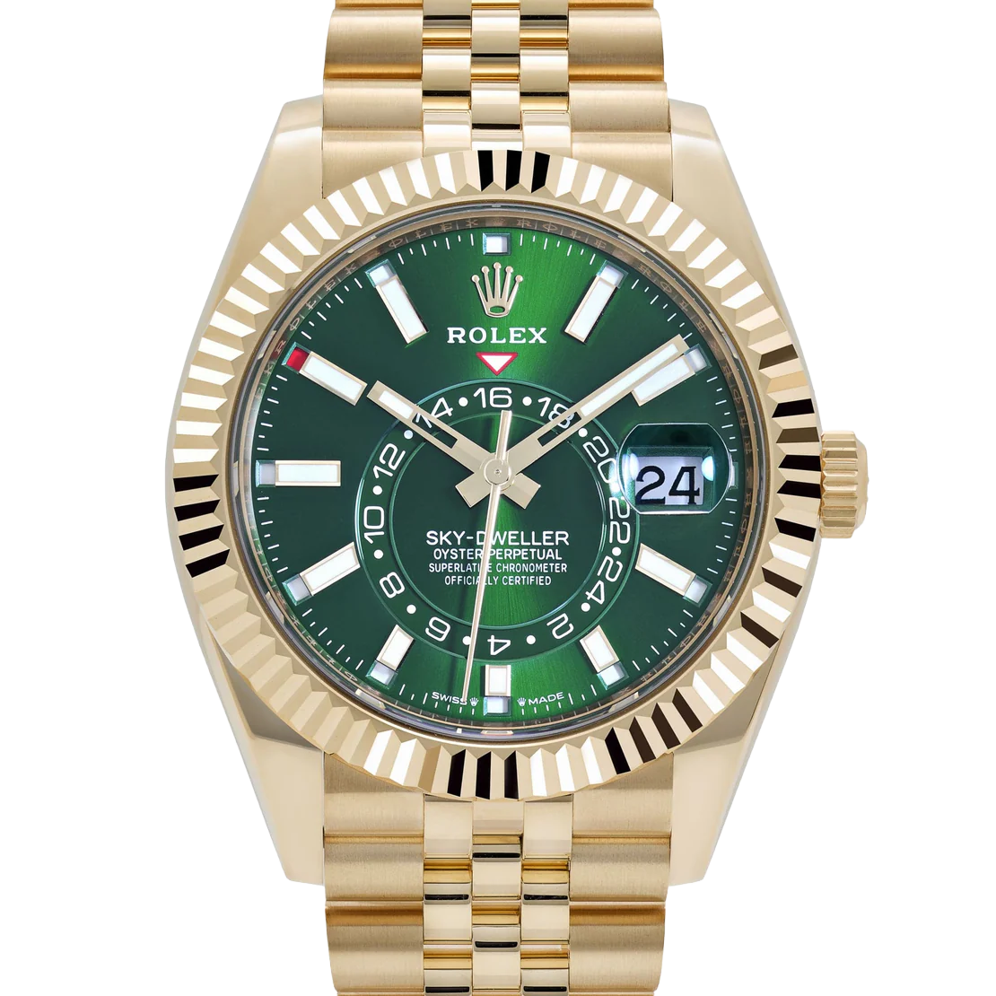 Rolex Sky-Dweller 42mm Yellow Gold Bright Green Dial Jubilee 336938 (2025) - Image 3