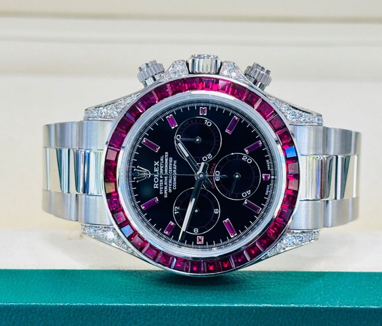 Rolex Daytona 126599TRU White Gold Diamond Black Dial Ruby Bezel - Image 7