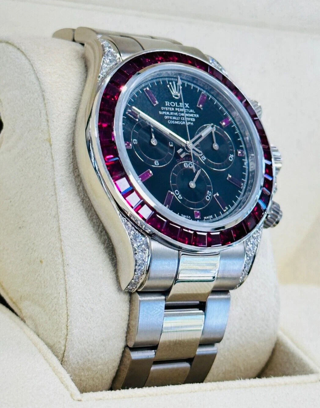 Rolex Daytona 126599TRU White Gold Diamond Black Dial Ruby Bezel - Image 5