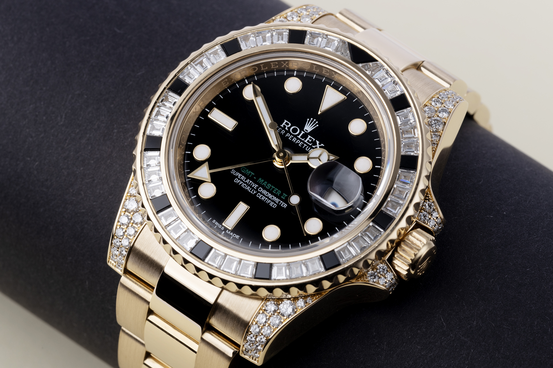 Rolex GMT Master II 18k Yellow Gold Diamond Black Sapphire 116758SANR - Image 5