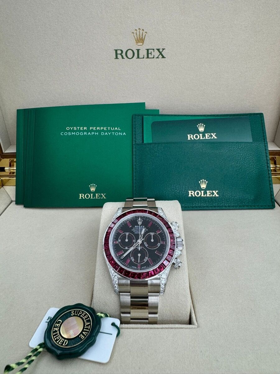 Rolex Daytona 126599TRU White Gold Diamond Black Dial Ruby Bezel - Image 10
